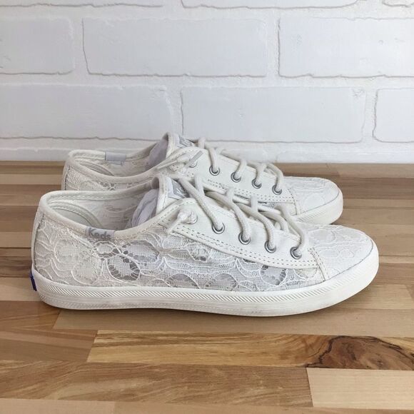 Keds Ecru Shoes Sneekers Lace Pattern New In The Box - Picture 2 of 10